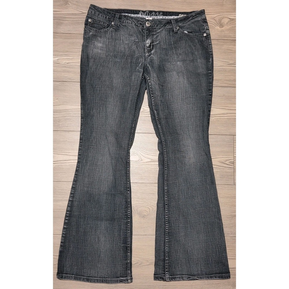 RARE Mudd Y2K Flare Jeans Size 15 Black Gray Wash Pants Denim Retro